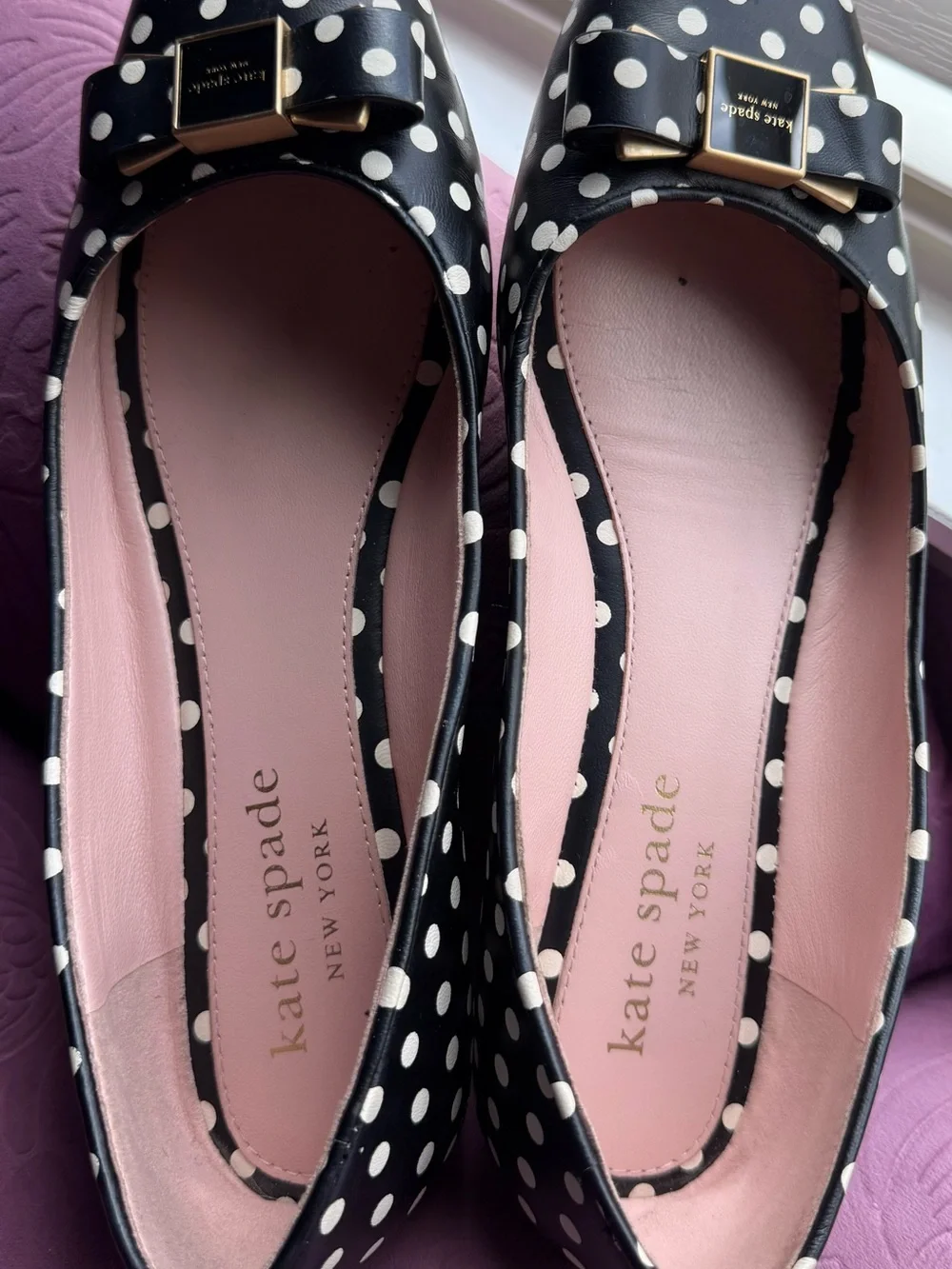 Kate Spade Black Polka Dot Ballet Flats with Bow